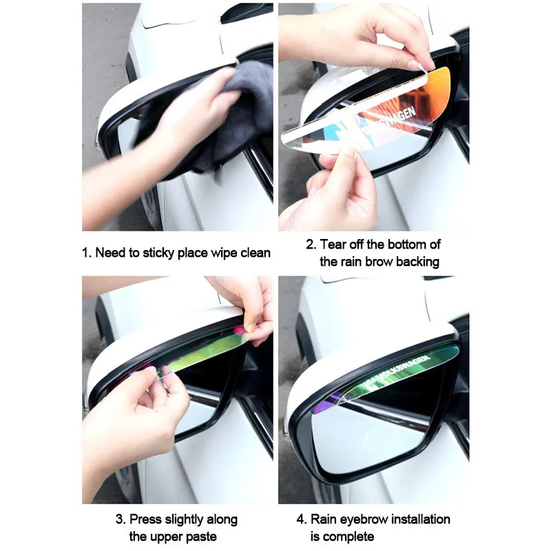 SEAMETAL 2pcs Car Rearview Mirror Rain Eyebrow Rain Cover Transparent Multicolour Rear View Side Mirror Rain Eyebrow Shield