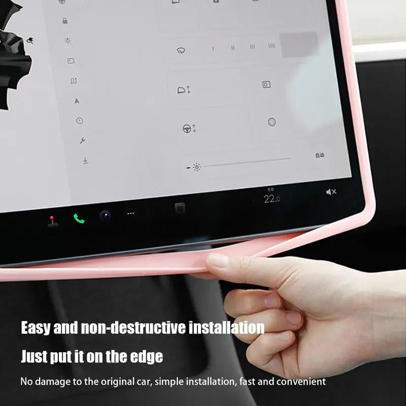 For Tesla Model3/Y Screens Silicone Protective Cover Shockproof Car Navigation Screen Protective Cover Narrow Frame Car Interior