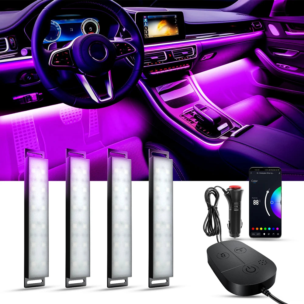 Ambient Car Led Neon Interior Light RGB Bluetooth 3 Key Remote Control Ambient Music Light Car Interior Auto Decoration 12V App