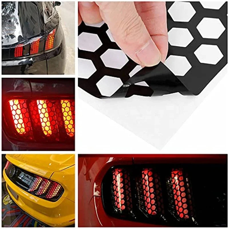 1-4 pcs Car Tail Light Lamp Stickers Universal Auto Honeycomb Taillight Cover DIY Fog Light Smoke Film Decal Sticker Accessories