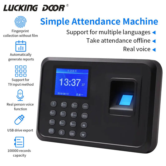 Fingerprint Attendance System Biometric Clock in Machine Employee Keypad Electric Time Clock Recorder USB Data Management Device