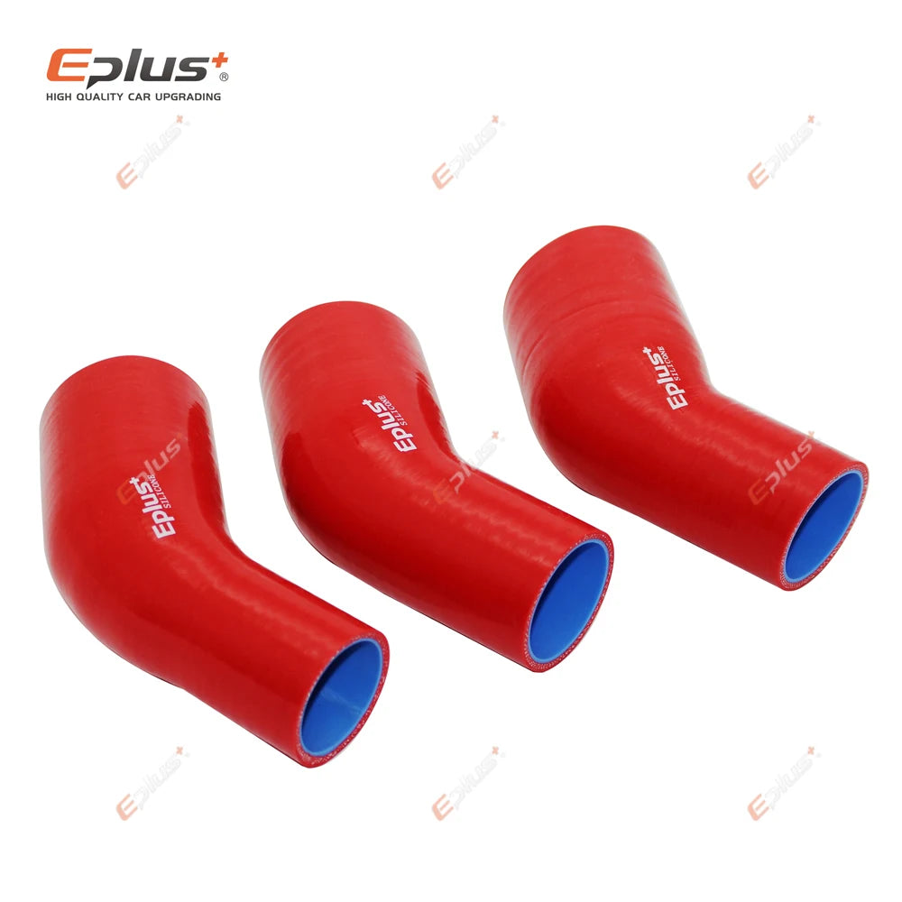 EPLUS Universal Silicone Tubing Hose 45 Degrees big to small Connector Car Intercooler Turbo Intake Pipe Coupler Red Multi Sizs