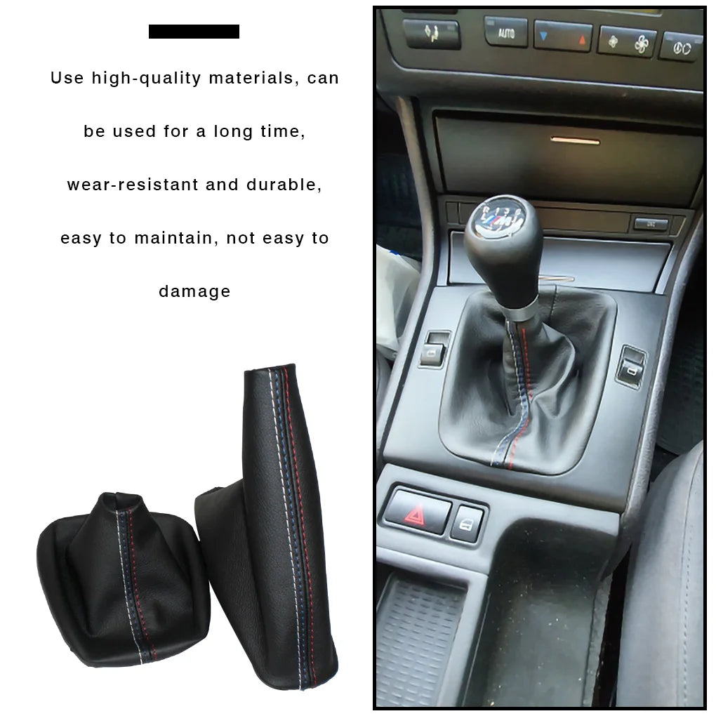 Car Shift Gear Stick Dust-proof Cover Handbrake Handle Faux Leather Cover for BMW E30 E36 E34 E46 Z3 Manual Models