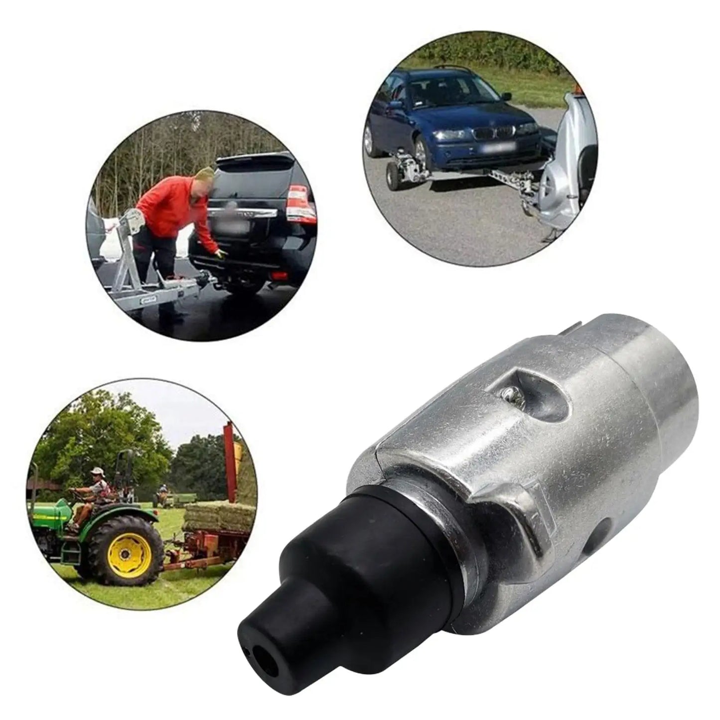 7 Pin Aluminium Alloy Plug Trailer Truck Towing Electrics 12V Connector EU Plug Professional Replacement For Truck