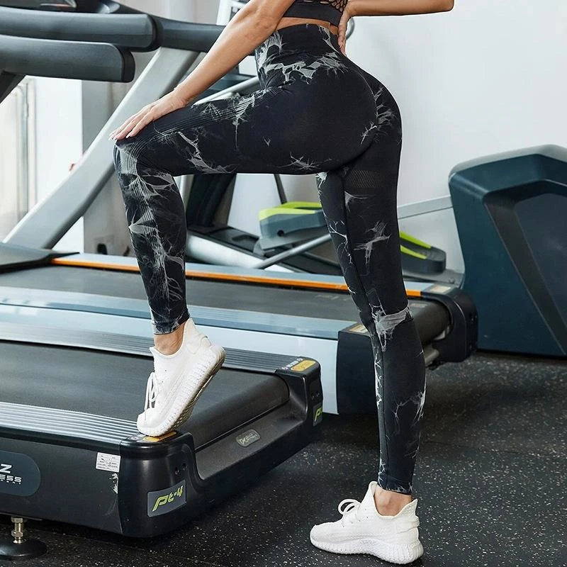 Sexy Women Gym Yoga Leggings High Waist Push Up Leggins Tie-dye Seamless Fitness Workout Leggins Sports Tights Running Pants