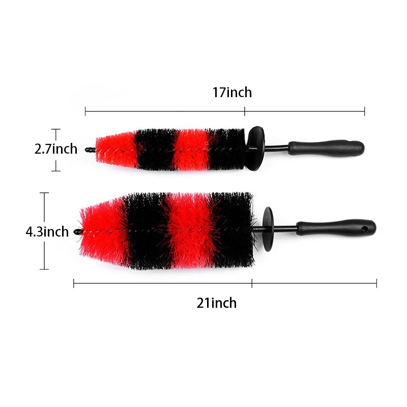 Tire Brush Set Car Detail Kit 19 Inch Long Soft Brush Bristles Wheel Brush Detail Brush Internal and External Cleaning Brush