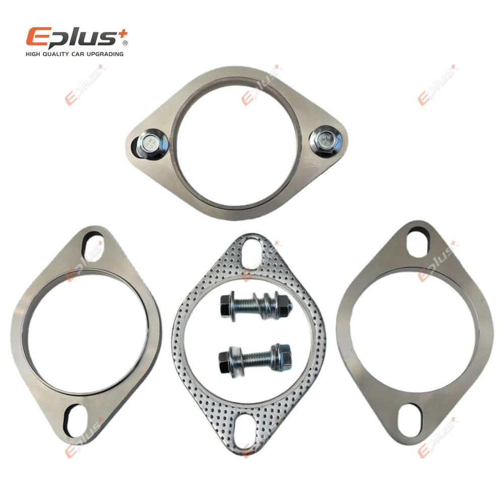 Eplus Car Motorcycle Exhaust pipe Muffler Flange Joint Kit Universal 2 Holes 304 Stainless Steel 51MM 63MM 76MM