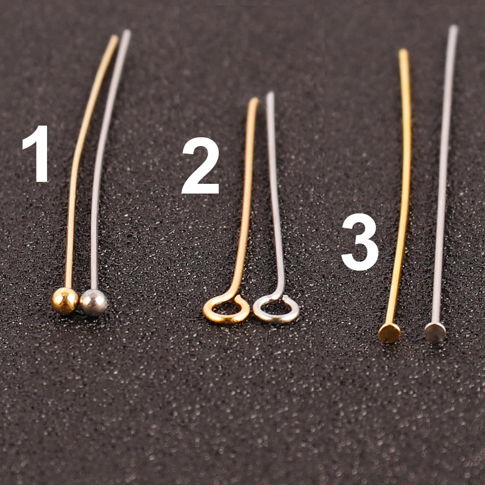 100pcs 316L Stainless Steel Jewelry Pins Findings Flat Head Pin For Jewelry Making Supplies Ball Headpins Eye Pin Accessories