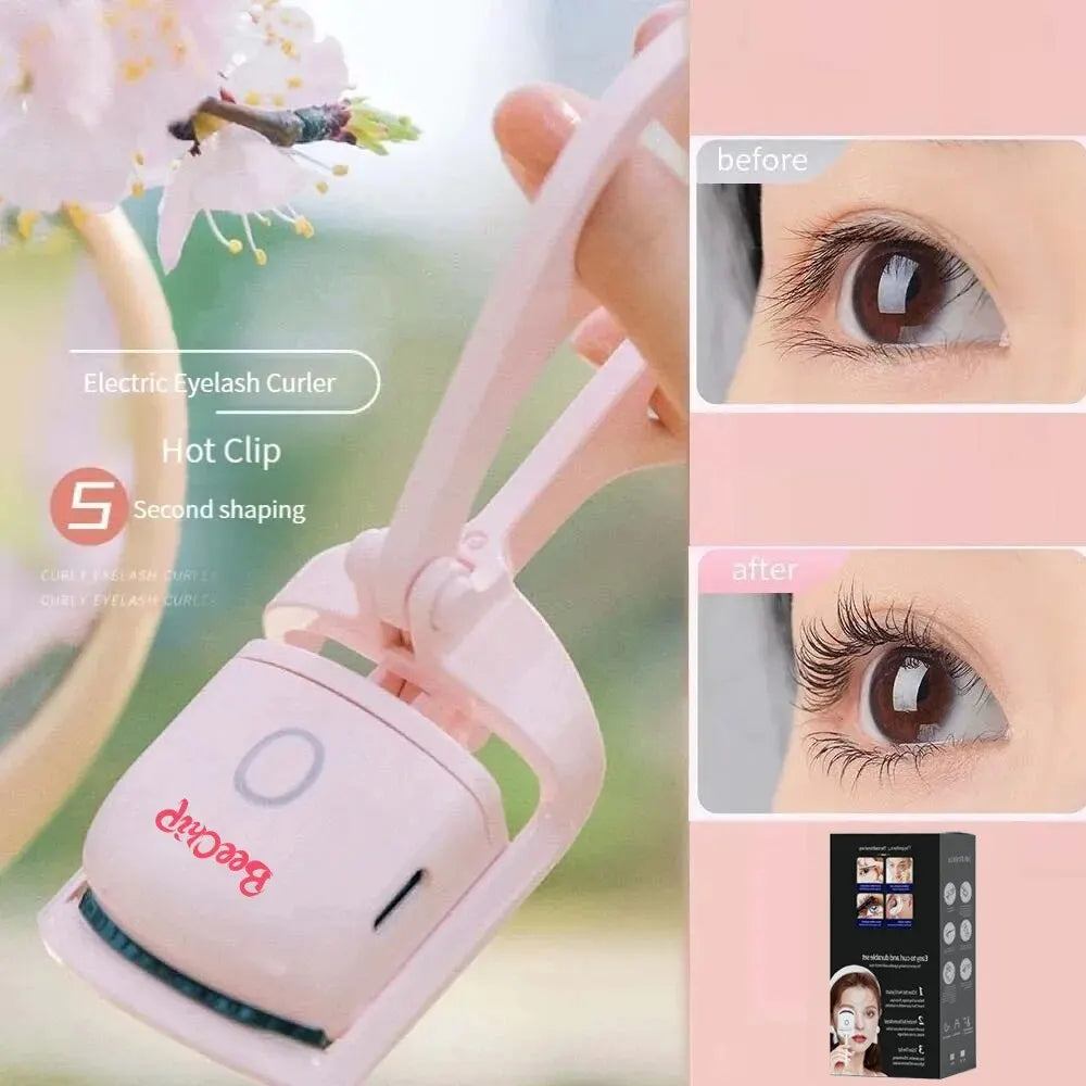 Pink Electric Eyelash Curler Charging Model Fast Heating Portable Shaping and Lasting Curling Eyelash Clip