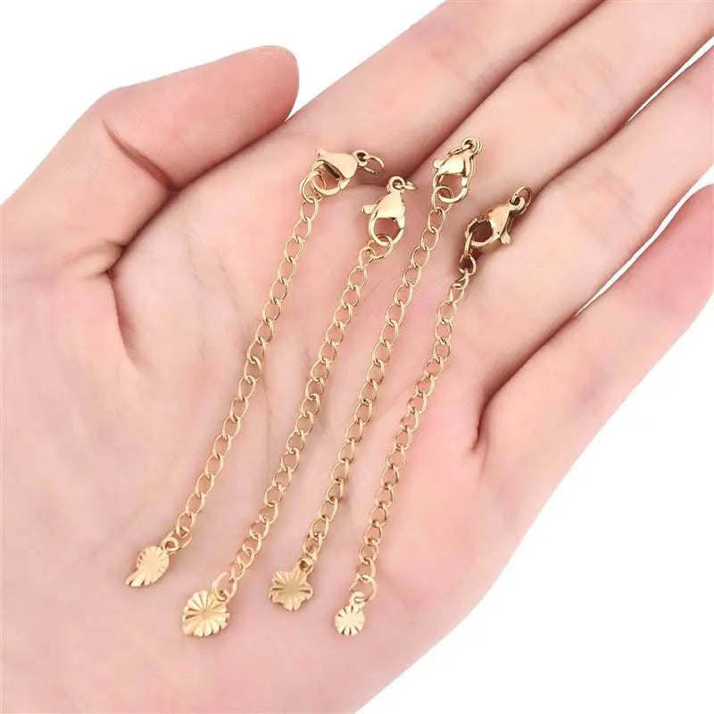 5pcs Stainless Steel Extension Extended Tail Chains With Lobster Clasps Connectors Findings For Bracelet Necklace Tail Chain