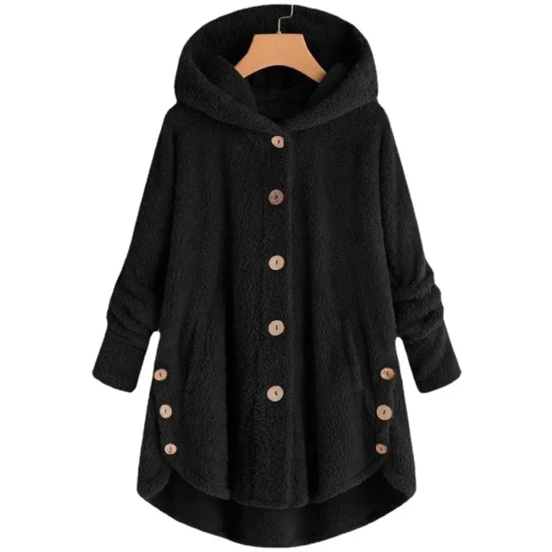 Autumn Winter Coat Women Warm Teddy Bear Coat Wool Jacket Female Plush Coat Hooded Jacket New Women's Coats Solid Color Jacket