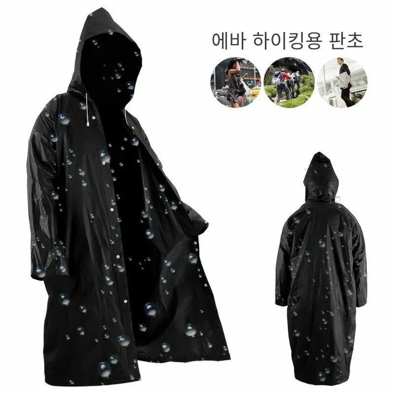 High Quality 1piece 145*68CM EVA Unisex Raincoat Thickened Raincoat Women Waterproof Men Black Camping Waterproof Rainwear Suit