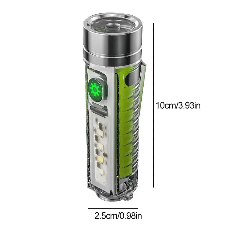 USB C Rechargeable LED Flashlight LED MINI Keychain Light with Tail Magnet Uv Light Multifunction Portable Torch Camping Lights