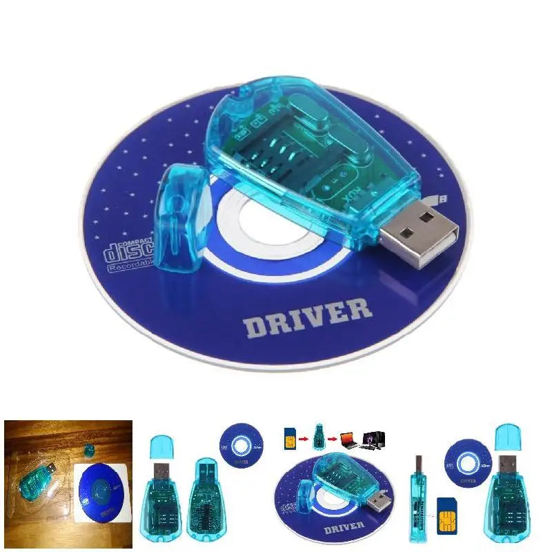 Blue USB SIM Card Reader Copy/Cloner/Writer/Backup Kit SIM Card Reader GSM CDMA SMS Backup + CD Disk