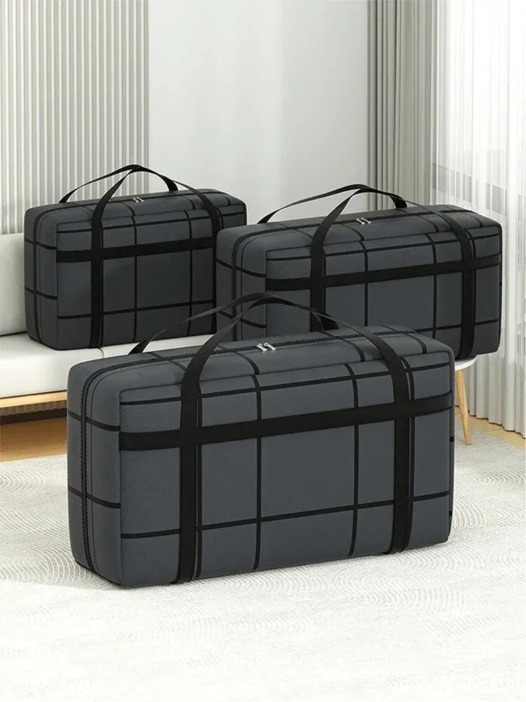 1PC Large Capacity and Super Load-bearing Black Composite Material Storage Bag, Dustproof and Moisture-proof with Zipper