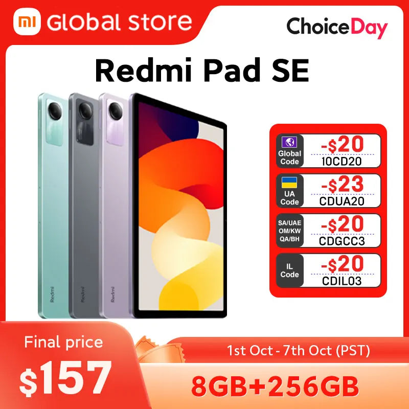 Global Version Xiaomi Redmi Pad SE 128GB / 256GB Snapdragon® 680 Mi Tablet Quad speakers Dolby Atmos® 90Hz 11" Display 8000mAh