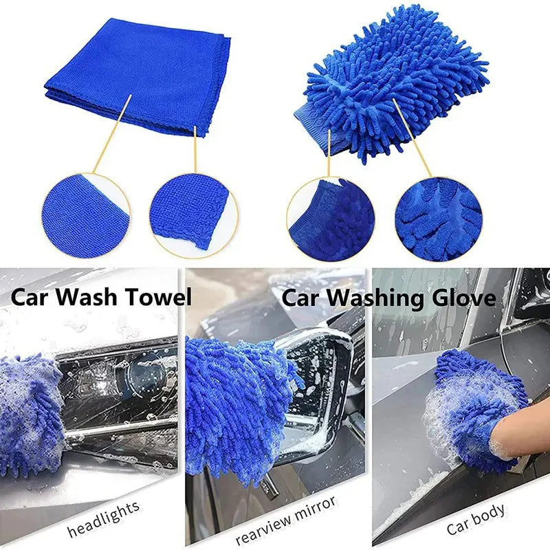 14PCS Car Interior Cleaning Details Brush Set Polished Car Kit Car Maintenance Car Wash Kit Detail Brush Blue