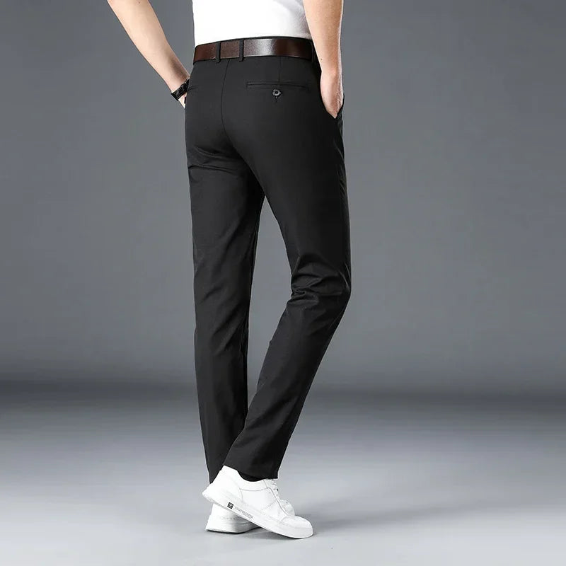 2024 Men's Spring Summer Fashion Business Casual Long Pants Suit Pants Male Elastic Straight Formal Trousers Plus Big Size 30-40