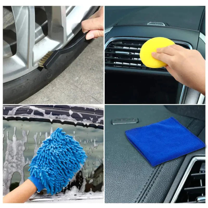 14PCS Car Interior Cleaning Details Brush Set Polished Car Kit Car Maintenance Car Wash Kit Detail Brush Blue