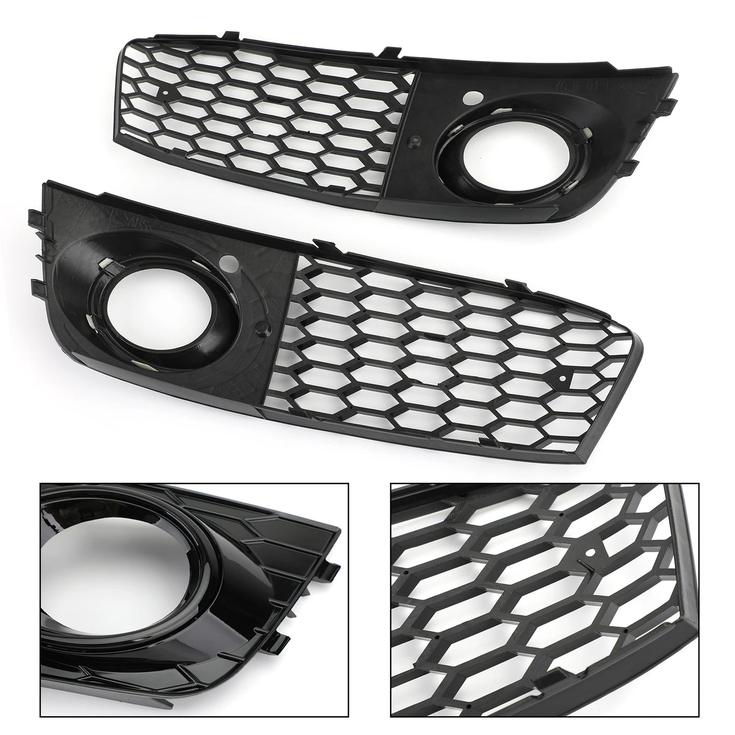 For Audi A4 B8 RS4 2009 2010 2011 2012 Honeycomb Mesh Fog Light Open Vent A4 Grille Intake Cover 8KD807682 8KD807681 Grill Parts