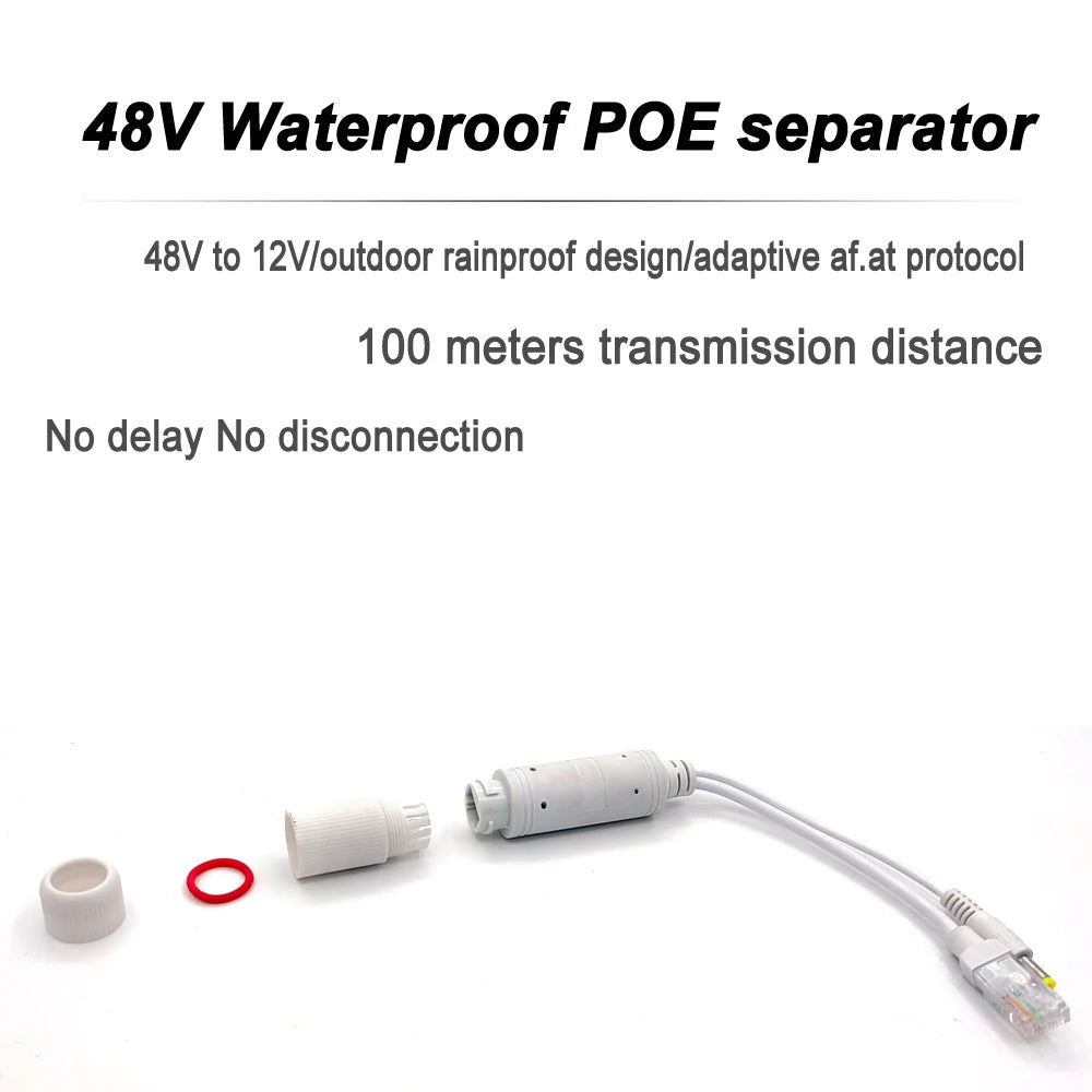 POE Spliter 48V to 12V Waterprrof Video And Power Adapter Cable Supply Module Injector Extender for IP Camera Splitter Net AP