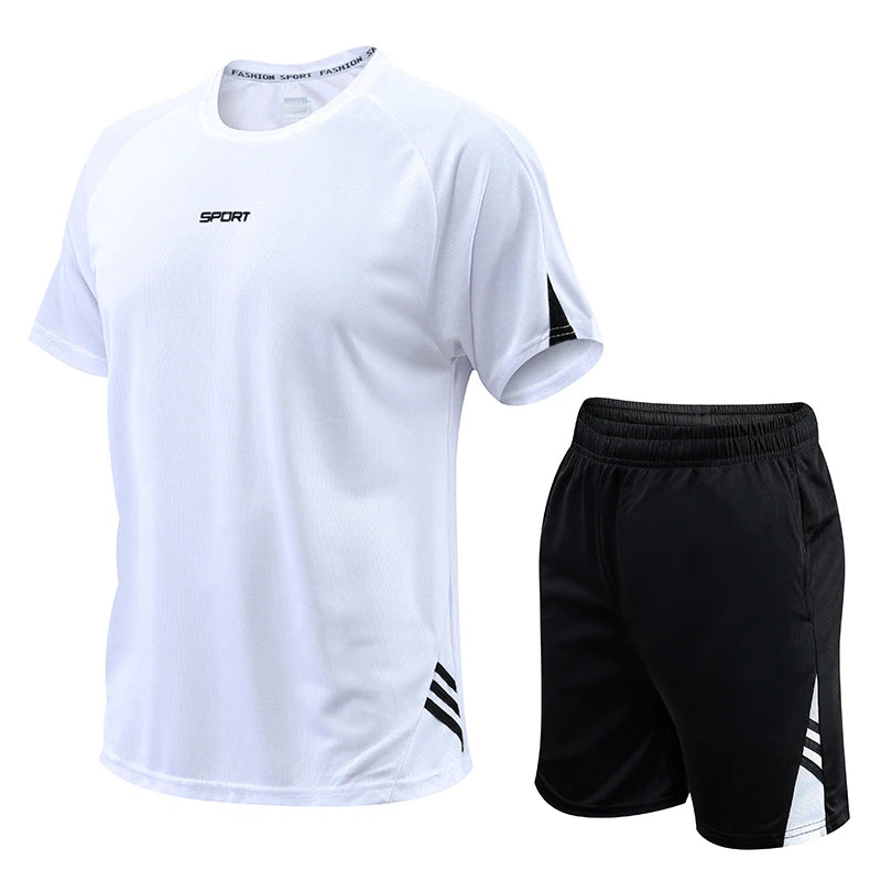 Sports suit men's summer short sleeved quick drying running clothes basketball football summer training fitness clothes morning