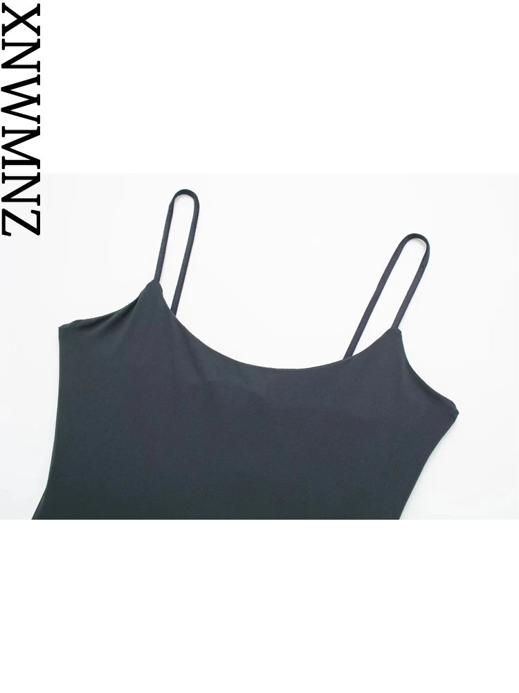 XNWMNZ 2023 New Women Fashion Strappy Top Woman Casual Versatile Thin Straps Slim Fit Female Chic Bodysuit