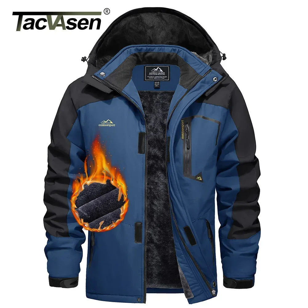 TACVASEN Fleece Hiking Jackets Men’s Waterproof Snowboard Ski Jackets Removable Hooded Jacket Rain Coats Parka Winter Outwear