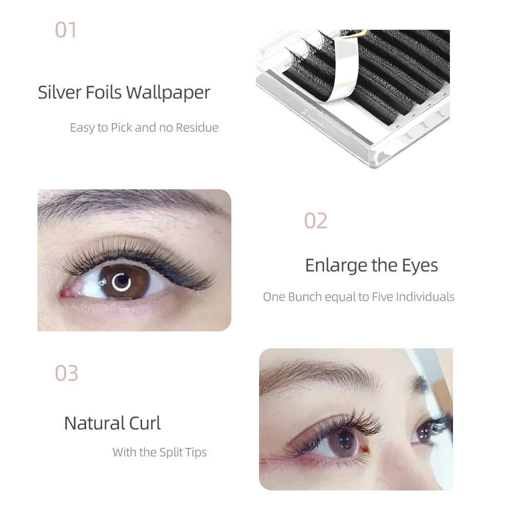 NAGARAKU 5D W Shape Pro Max Premade Volume Fans Eyelash Extensions Bundle Eyelashes Clover Bloom Autofan Mesh False Lashes