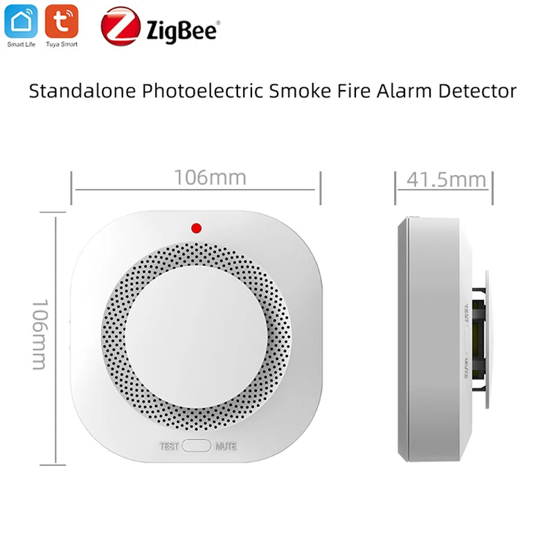 Tuya Zigbee Smart Smoke Detector, Smart Life APP Fire Alarm Sensor Home Security System Firefighters Work for Gateway Hub