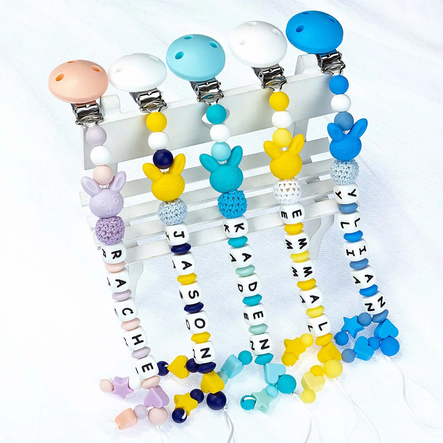 TYRY.HU 1pc DIY Silicone Baby Pacifier Clip Personalised Name Colorful Pacifier Chain Teething BPA Free Silicone Abacus Dummy