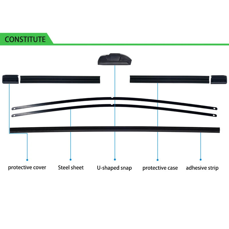 For Hyundai ix35 2010-2015 Car Wiper U-type Soft Rubber Boneless Wiper HD Quiet Durable Automotive Wiper 24"+16"