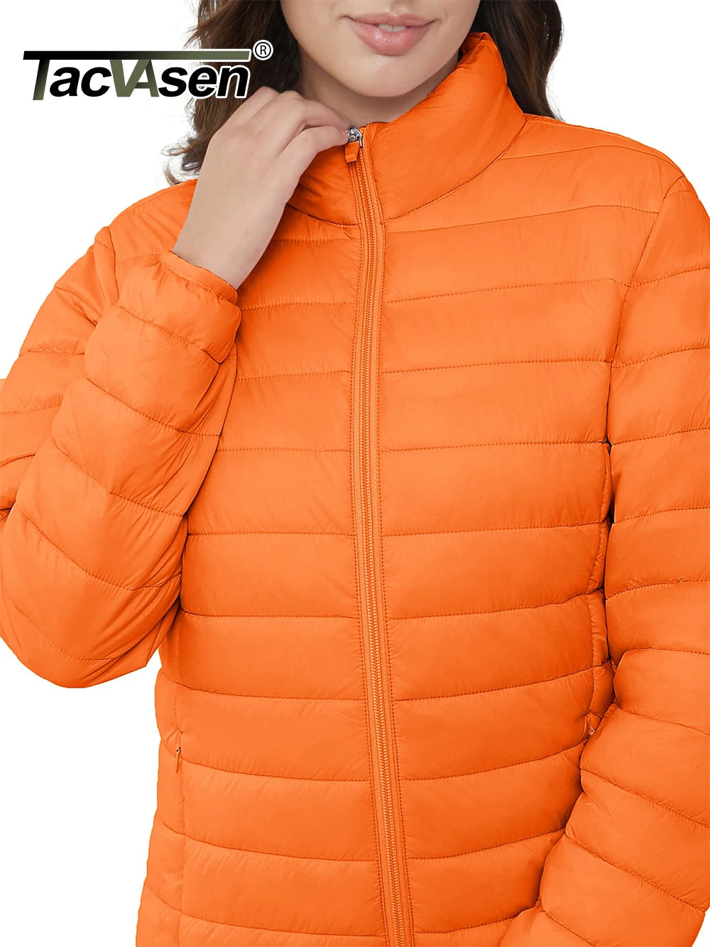 TACVASEN Full Zip Up Puffer Jacket Womens Winter Lightweight Quilted Down Warm Coats Casual Windbreaker Oversize Outwear Outdoor