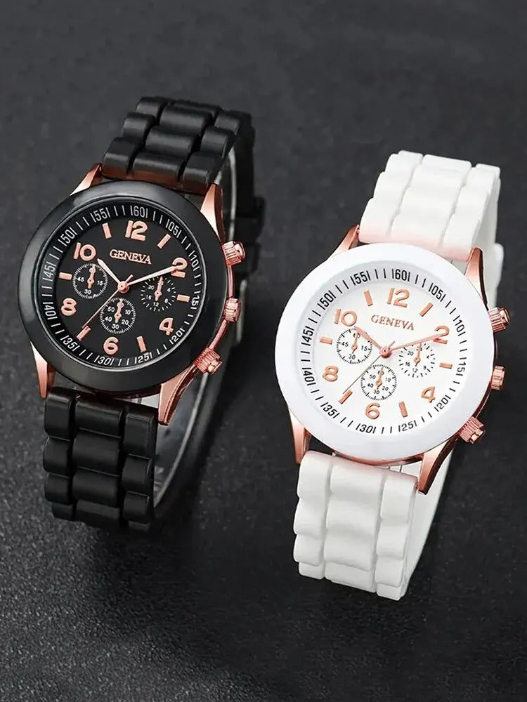 4pcs Fashionable, Minimalist, and Versatile Men AND WOMEN'S Couple Watch Pairing with Love Bead Bracelet Set