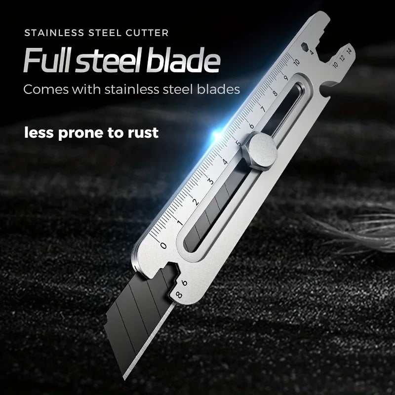 9 IN 1 Multifunctional Utility Knife Stainless Steel All Steel Thickened 18mm Tool Wrench Double-ended Opening Blade