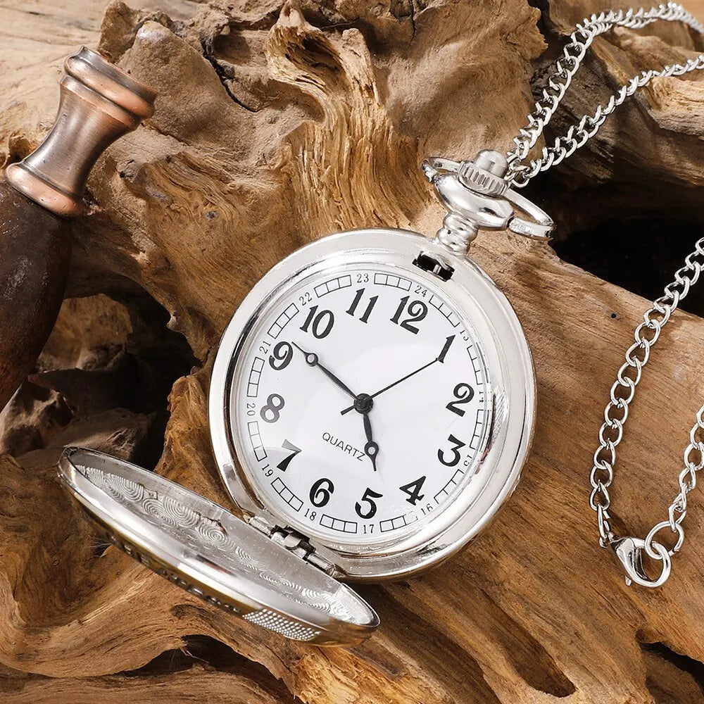 Vintage Silver Golden Luxury THE GREATEST DAD Quartz Pocket Watch Fob Chain Necklace Mens Fathers Gifts Clock Relogio De Bolso