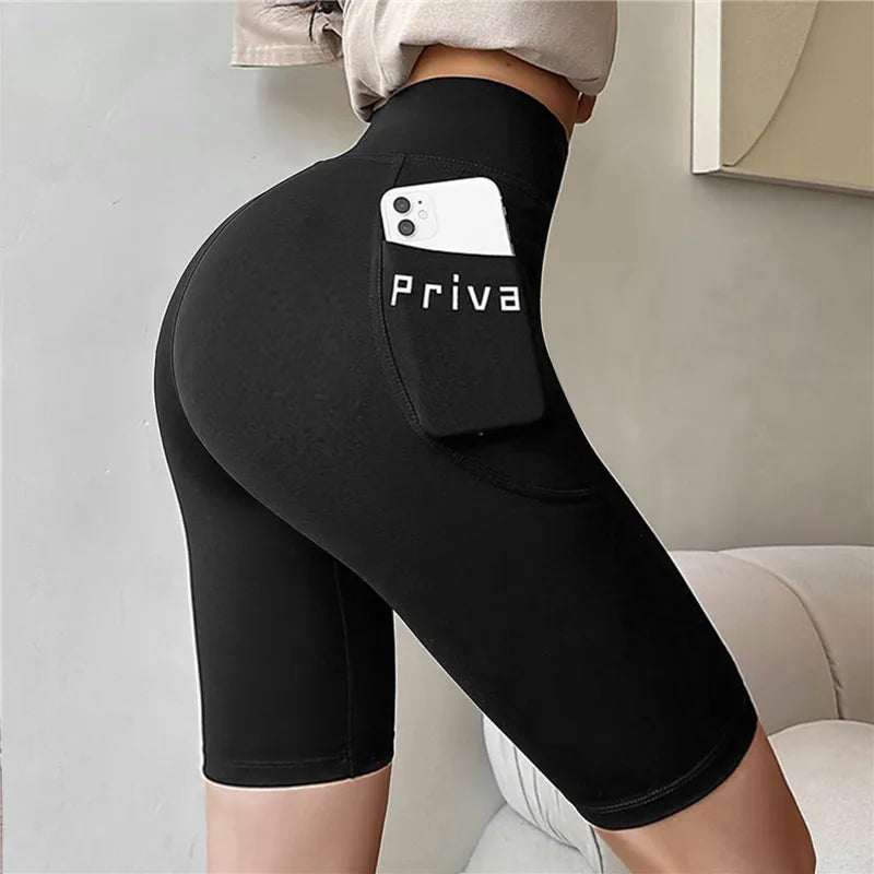 Women Yoga Sports Shorts High Waist Fitness Shorts Casual Streetwear Short Trousers Female Tight Shorts For Ladies Workout Pants