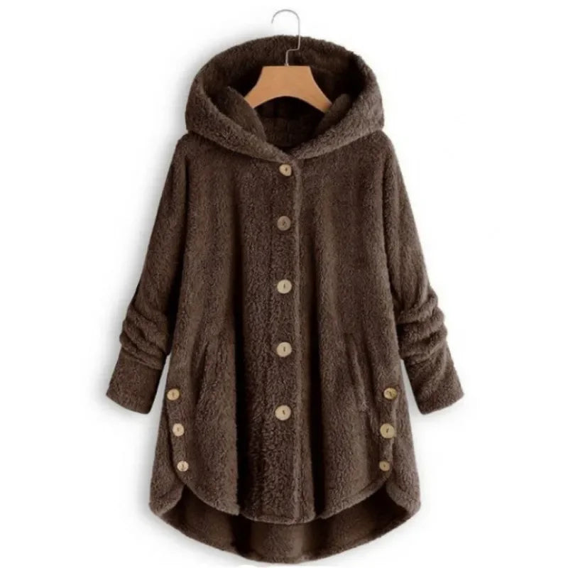 Autumn Winter Coat Women Warm Teddy Bear Coat Wool Jacket Female Plush Coat Hooded Jacket New Women's Coats Solid Color Jacket