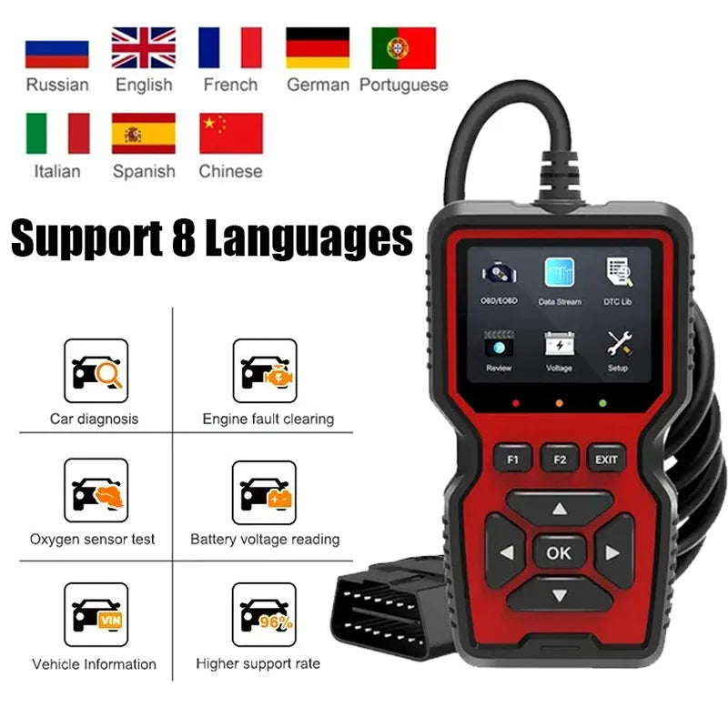 V519 V309 OBD2 Scanner Live Data Professional Mechanic Diagnostic Code Reader Tool Check Engine Light Battery Voltage Testing