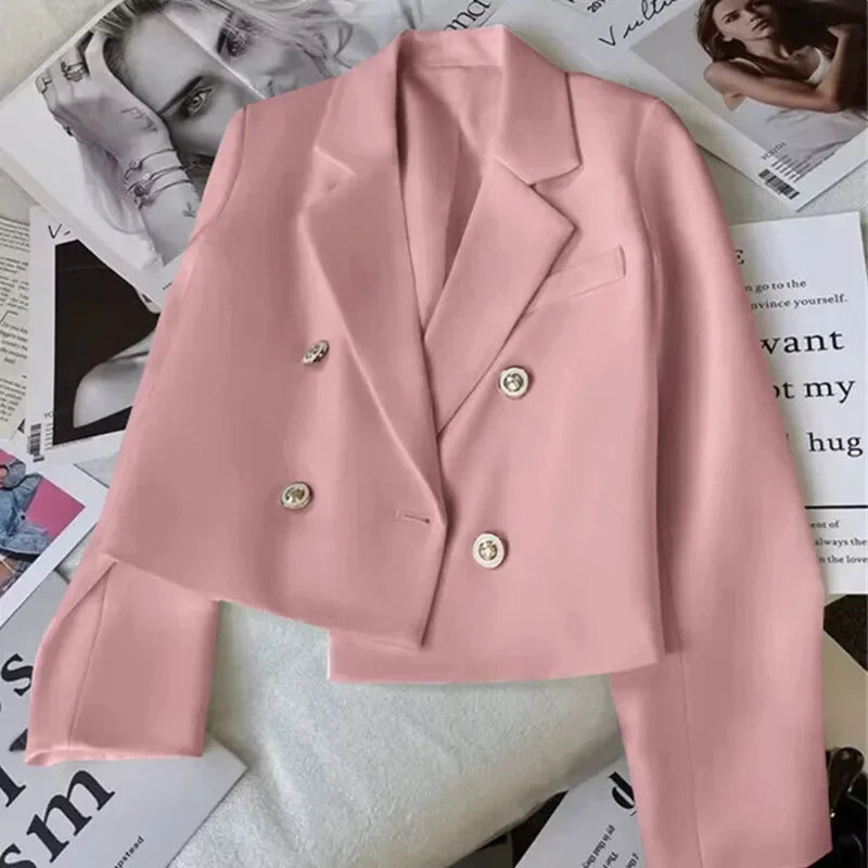 Fashion Short Women Blazers Elegant Female Suits Jacket Tops Casual   Solid Long Sleeve Office Lady Blazer Coat Spring Autumn