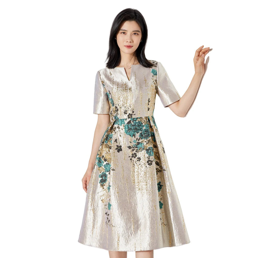 Elegant Summer Women Dress Jacquard Luxury 2024 New Arrival Boho Floral Dress Party Evening Maxi Clothing Ball Gown Robe Vestido