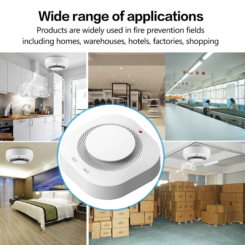 Tuya Smart Life WiFi Function Family Parlor Child Room Home Kitchen Smoke Detector PIR Sound Alarm Sensor Shop Fire Inspection