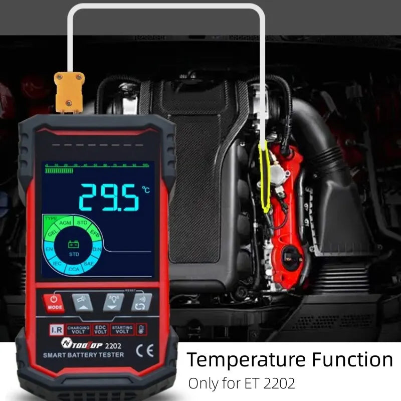 TOOLTOP 12V 24V Car Battery Tester Internal Resistance Load Discharge Current Test 3.2 Inch Color Screen Auto Diagnostic Tools