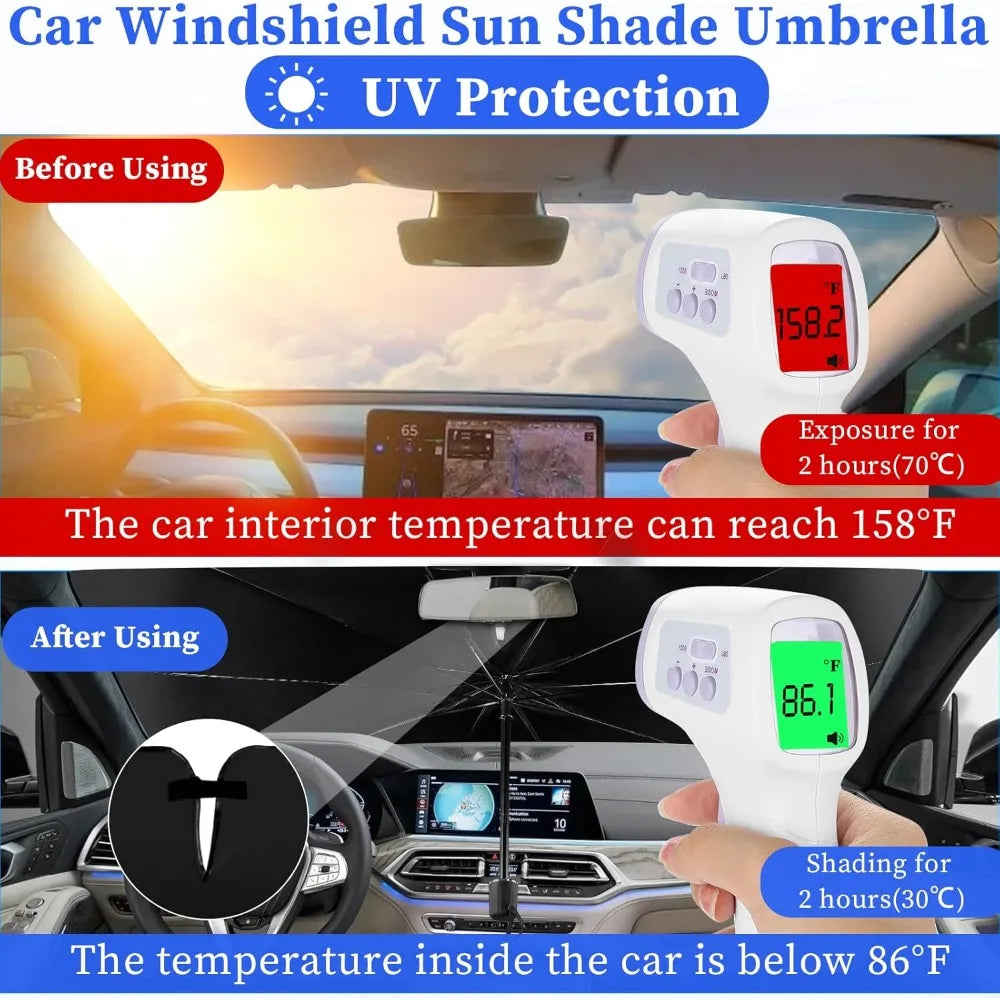 Car Sunshade Umbrella Foldable Windshield Shade Umbrella UV Protection, Car Front Window Heat Insulation Protection