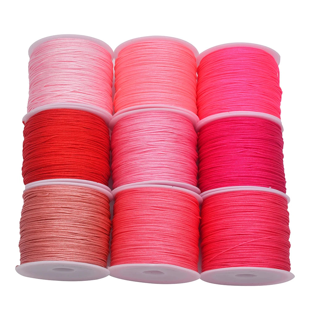 50Yds 0.8mm Crafts Nylon Cord For Jewelry Making Beading Braided Nylon Satin String for Bracelets Rattail Trim Chinese Knot