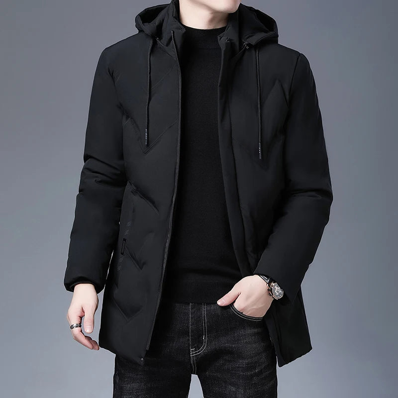 Men's Clothing Top Quality New Fashion Brand Hooded Casual Fashion Long Thicken Outwear Parkas Jackets Winter Windbreaker Coats