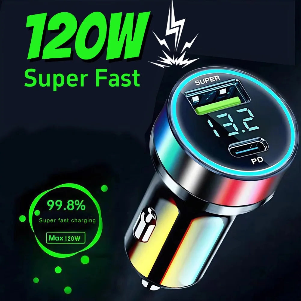 PD 20W Car Charger Super Fast Charge Adapter Type C USB 120W Portable For IPhone 14 Pro Max 13 12 11 IPad Airpods OnePlus