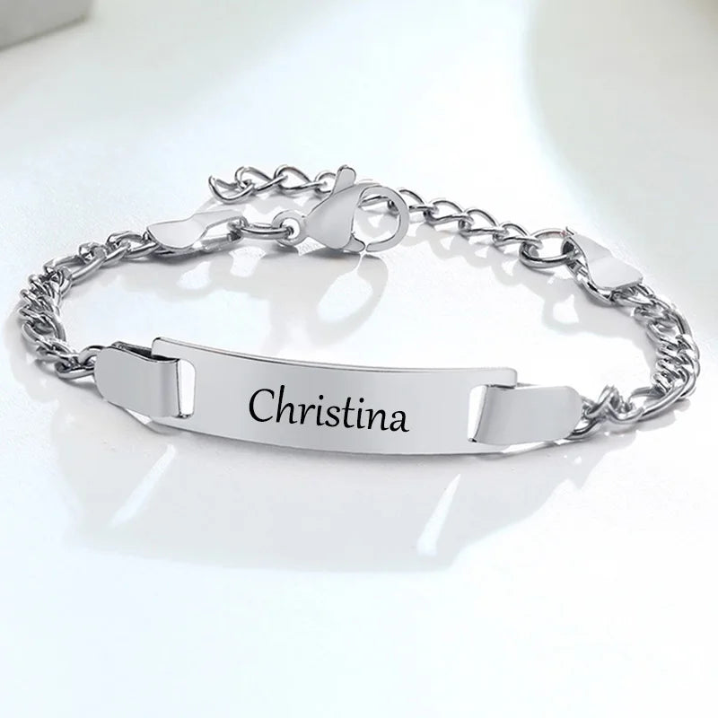 Vnox Personalize Mom Daughter Son Name Bracelets Non Allergy Stainless Steel Baptism Custom Family Love Gifts Adjustable Jewelry