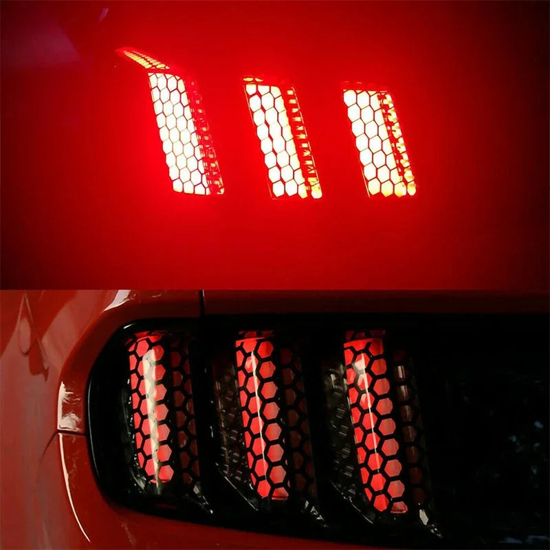 1-4 pcs Car Tail Light Lamp Stickers Universal Auto Honeycomb Taillight Cover DIY Fog Light Smoke Film Decal Sticker Accessories