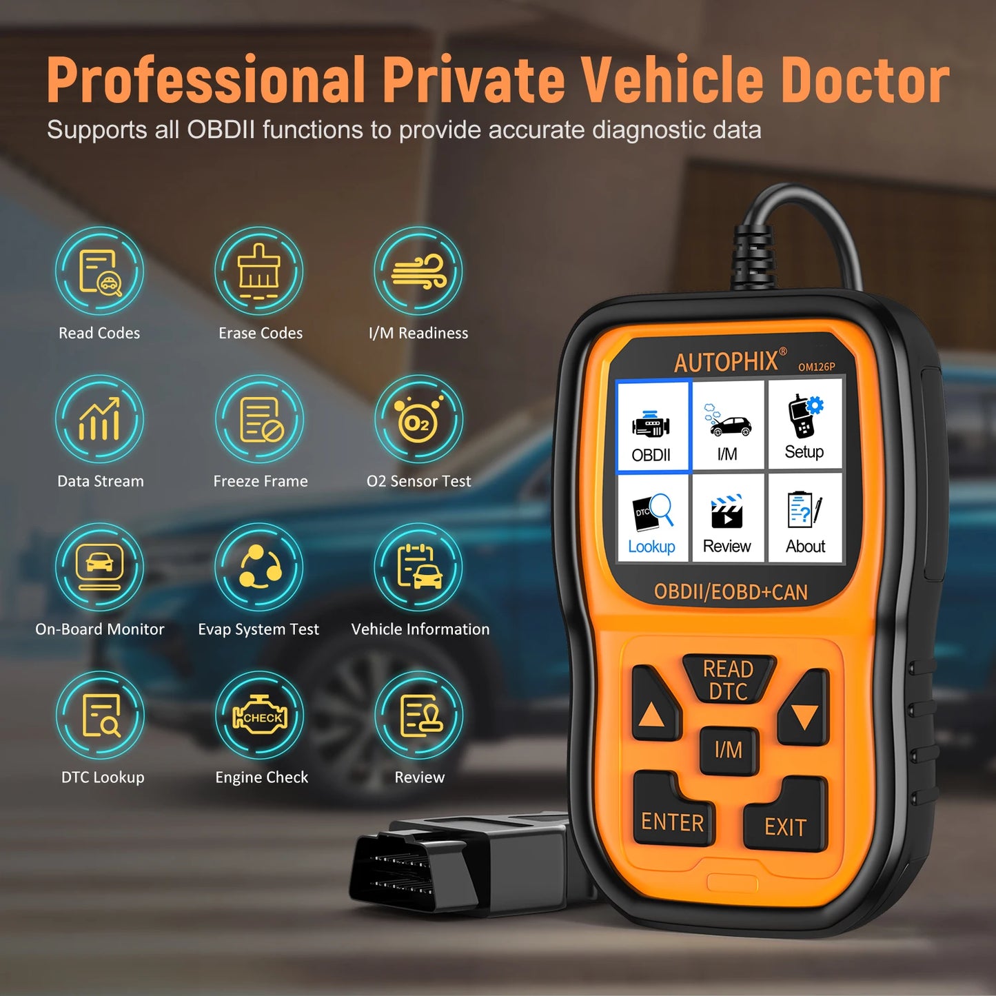 Autophix OM126P OBD2 Scanner Code Reader Professional Automotive Scanner EOBD JOBD Universal Scan Tools OBD2 Car Engine Analyzer